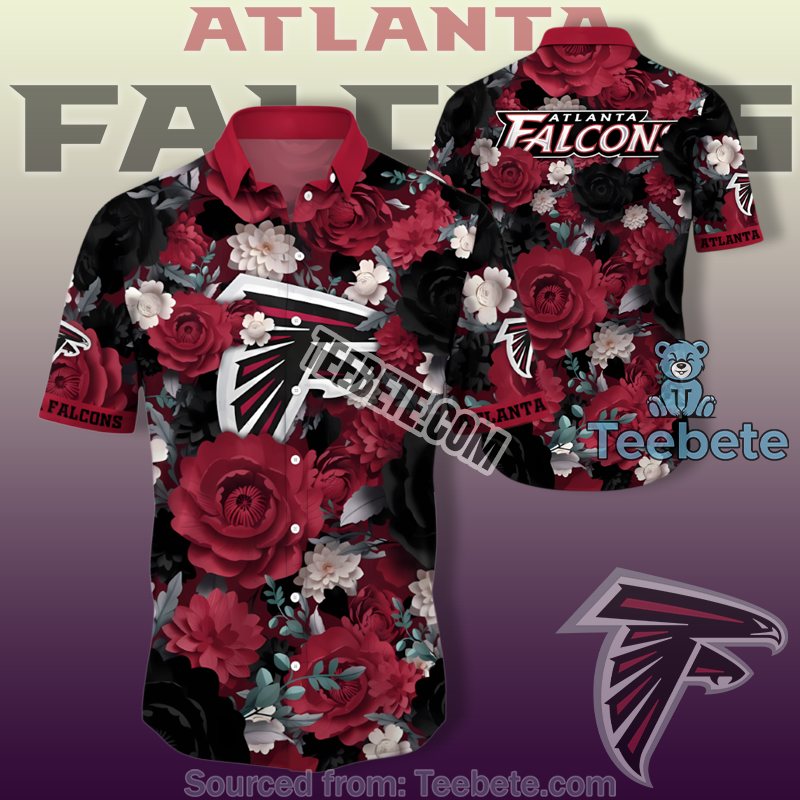 Atlanta Falcons Red Hawaiian Shirt Outfit With Elegant Peony Flowers