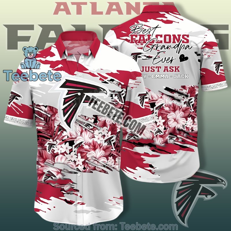 Atlanta Falcons Red Royal Hawaiian Shirts For The Best Grandpa Ever