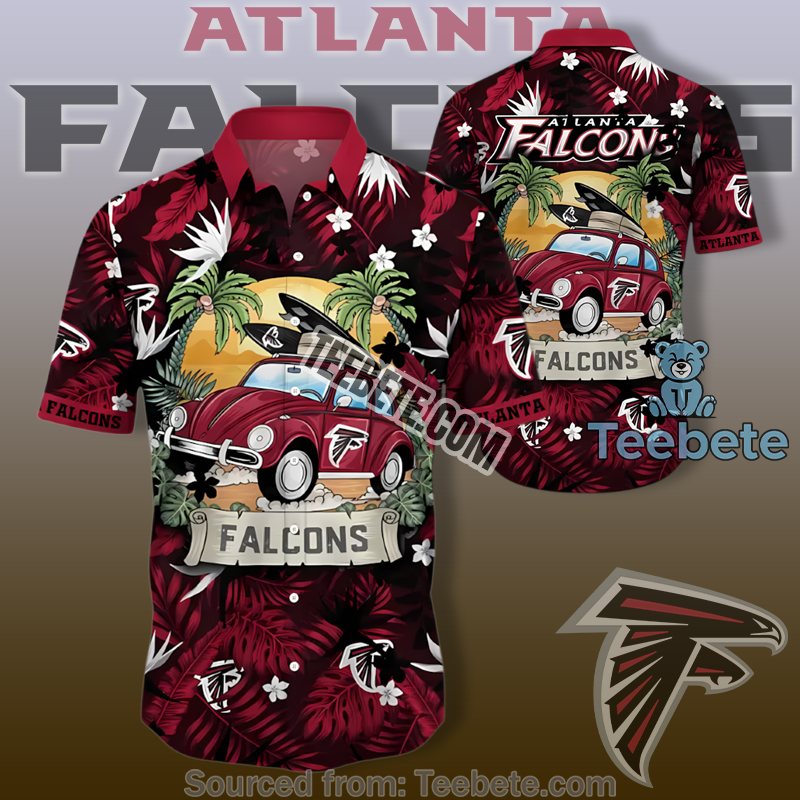 Atlanta Falcons Unique Hawaiian Shirts With Summer Car Scene In Red
