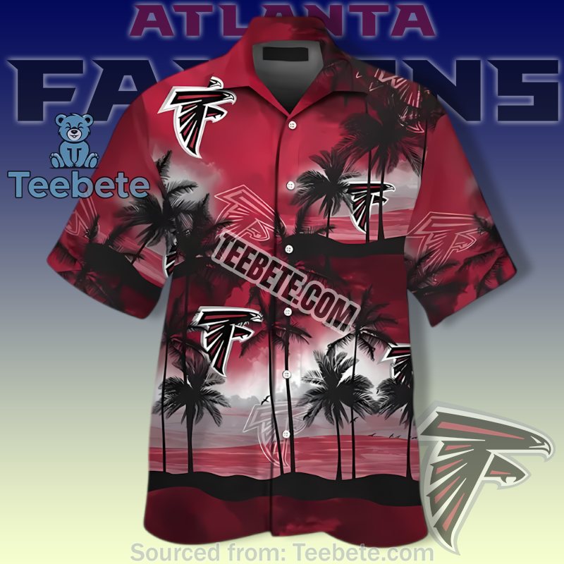 Atlanta Falcons Unisex Hawaiian Shirts With Coconut Tree In Red And Black
