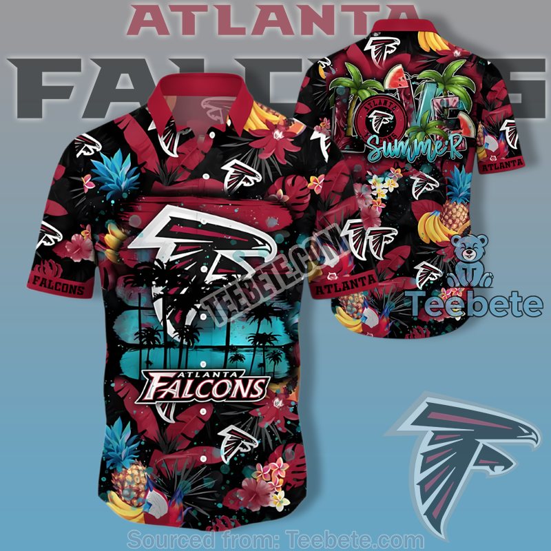 Atlanta Falcons Vintage Aloha Shirts With Pineapple And Banana In Red