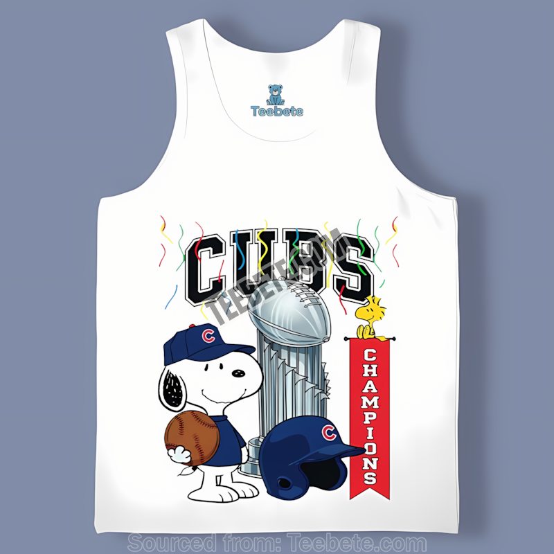 Chicago Cubs Champions Snoopy Celebration Graphic Tanktop Chicago Cubs Champions Snoopy Celebration Graphic Tanktop