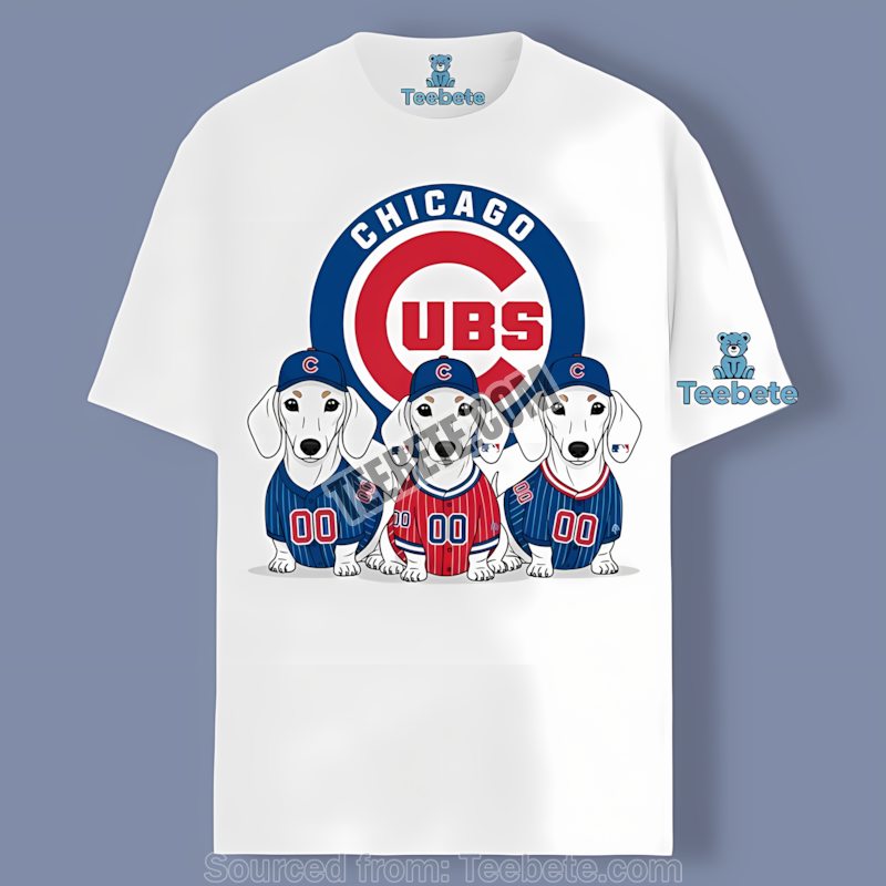 Chicago Cubs Dachshund Dogs Baseball Themed Retro Shirt
