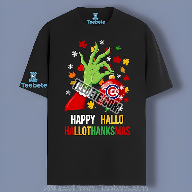 Chicago Cubs Happy Hallothanksmas Funny Retro Shirt