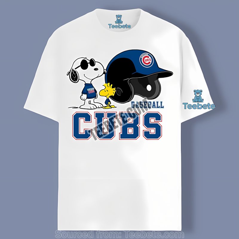 Chicago Cubs Helmet Vs Snoopy Woodstock Baseball Shirt