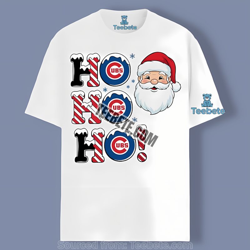 Chicago Cubs Ho Ho Ho Santa Christmas Shirt In Color