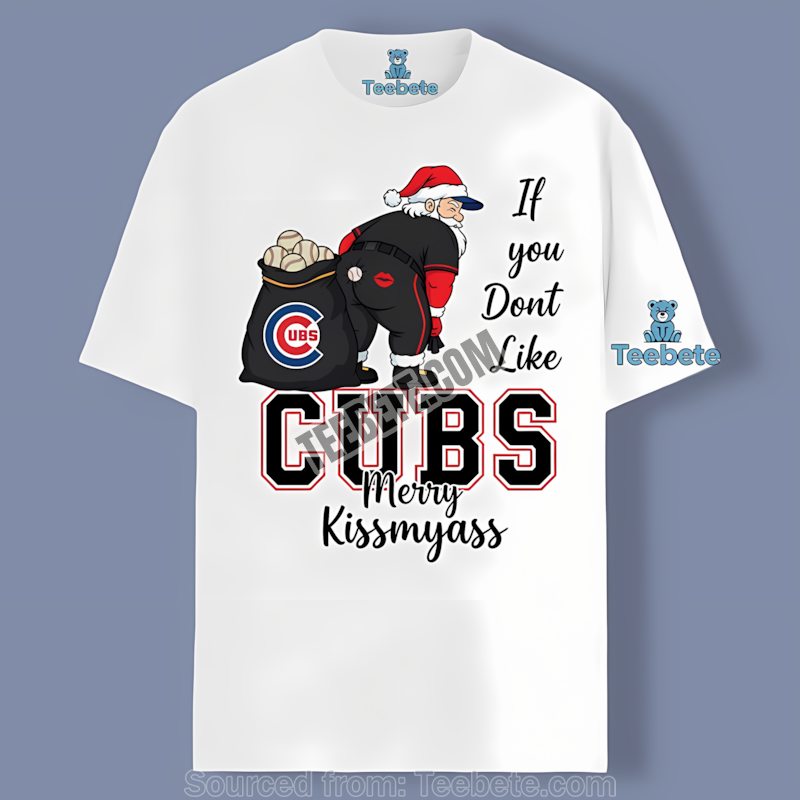 Chicago Cubs Merry Kissmyass Santa Funny Holiday Shirt