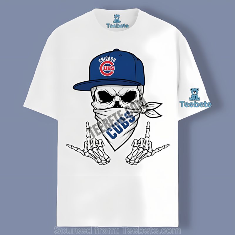 Chicago Cubs Skull Bandana Baseball Shirt In Cotton