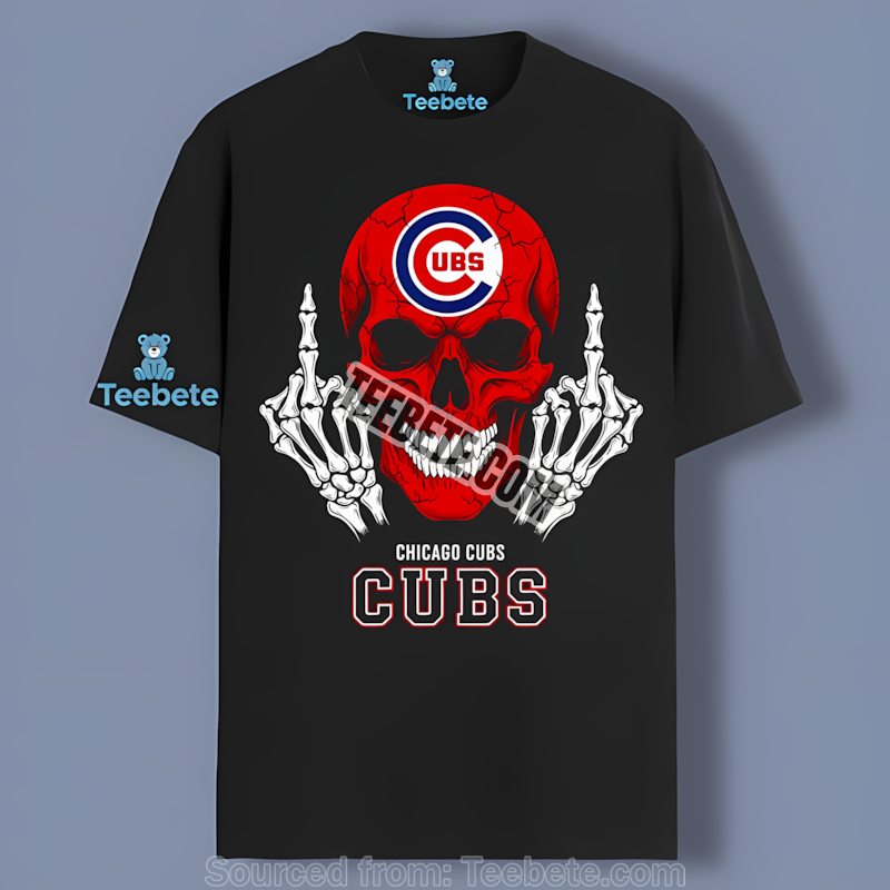 Chicago Cubs Skull Middle Finger Baseball Shirt For Fans