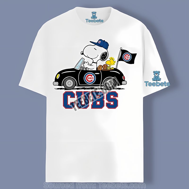 Chicago Cubs Snoopy Driving Car Baseball Regular Shirt