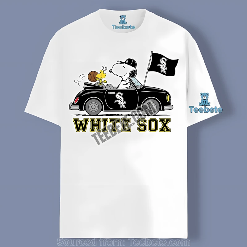 Chicago White Sox Snoopy Driving Car Cotton Shirt