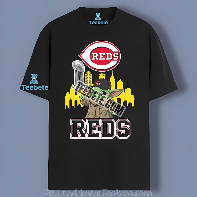 Cincinnati Reds Baby Yoda Holding World Series Trophy Retro Shirt