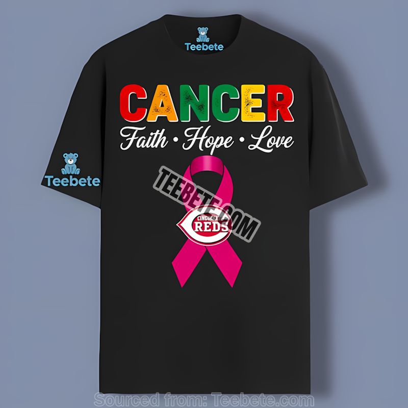 Cincinnati Reds Cancer Awareness Faith Hope Love Retro Shirt
