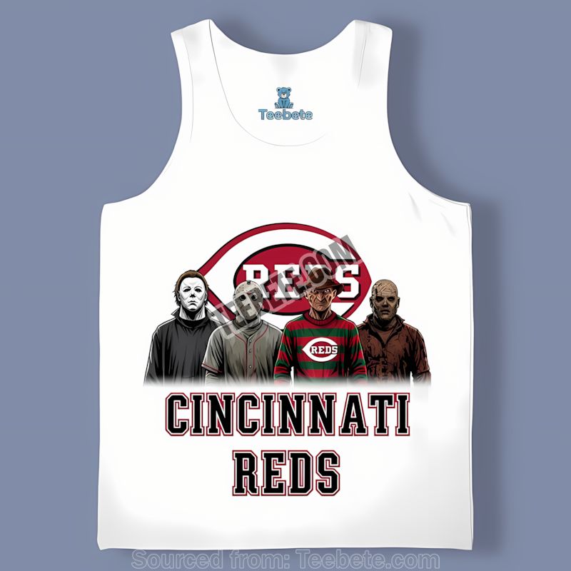 Cincinnati Reds Halloween Horror Killers Vintage Tanktop Cincinnati Reds Halloween Horror Killers Vintage Tanktop