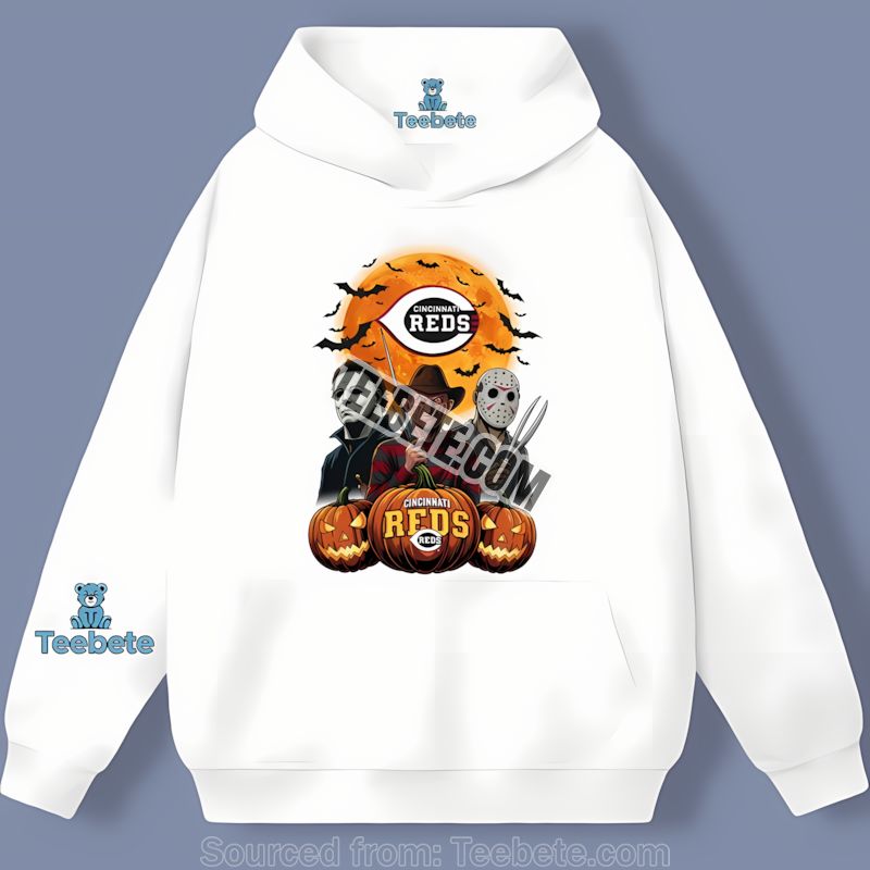 Cincinnati Reds Halloween Jason Voorhees Michael Myers Freddy Krueger Color Hoodie Cincinnati Reds Halloween Jason Voorhees Michael Myers Freddy Krueger Color Hoodie