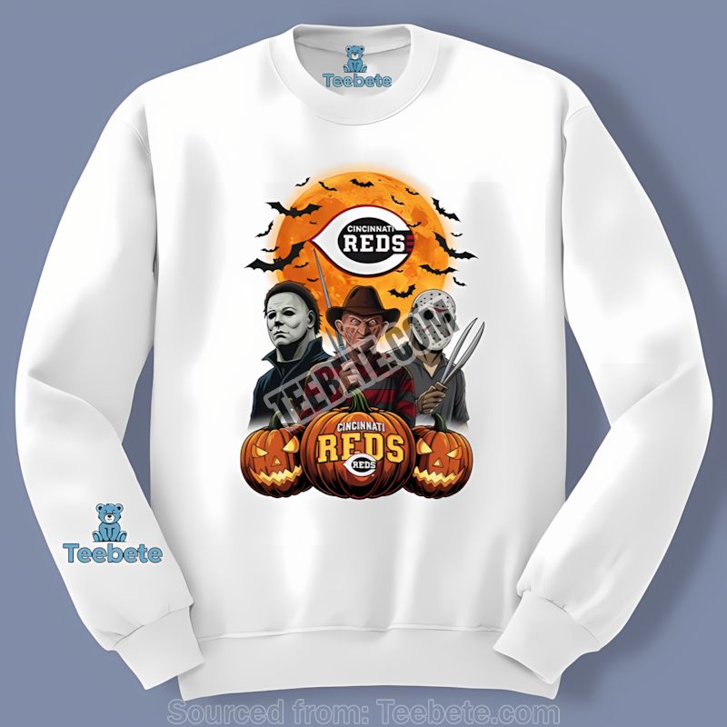 Cincinnati Reds Halloween Jason Voorhees Michael Myers Freddy Krueger Color Long Sleeve Cincinnati Reds Halloween Jason Voorhees Michael Myers Freddy Krueger Color Long Sleeve