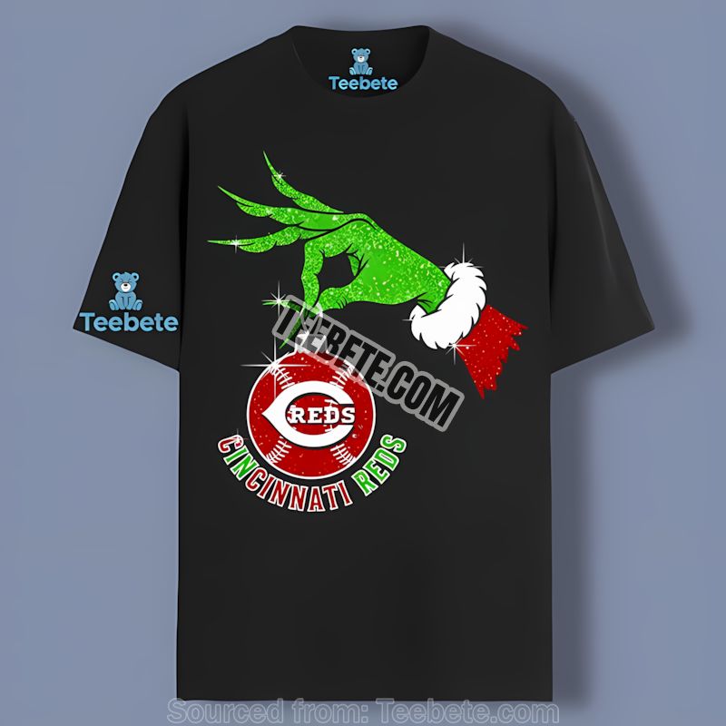 Grinch Hand Holding Cincinnati Reds Ornament Vintage Shirt