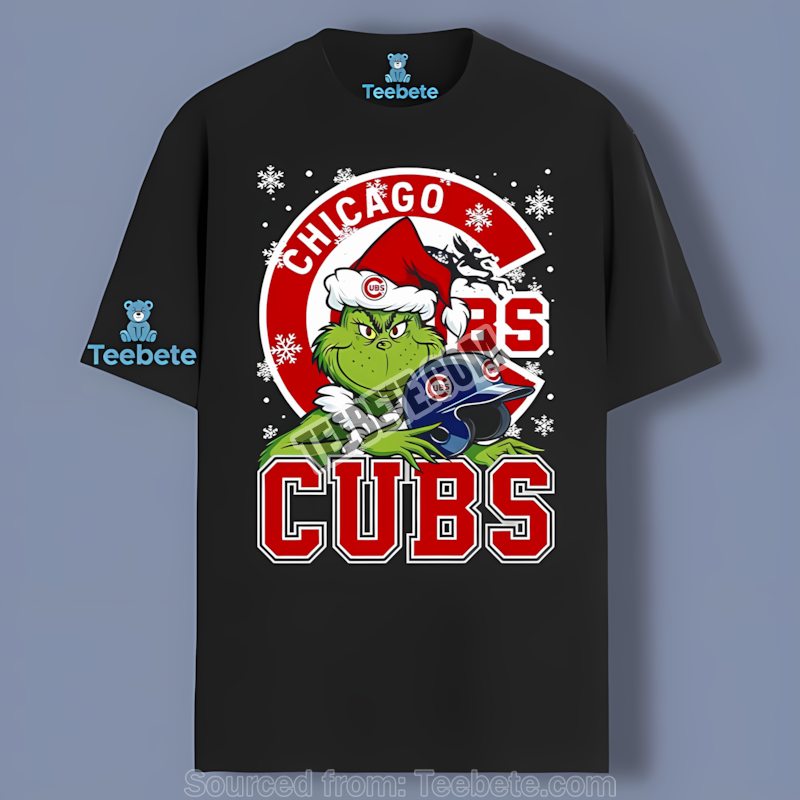 Grinch Holding Chicago Cubs Helmet Shirt In Color