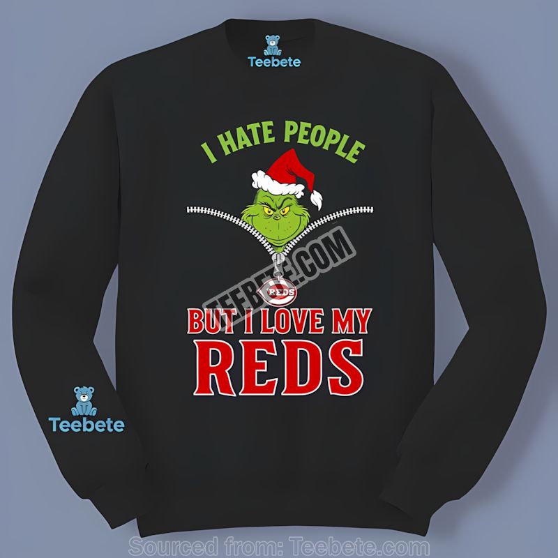 Grinch I Hate People Love My Cincinnati Reds Sports Long Sleeve Grinch I Hate People Love My Cincinnati Reds Sports Long Sleeve