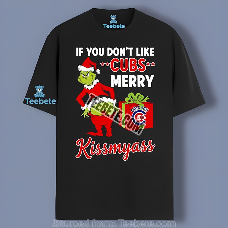 Grinch Merry Kissmyass Chicago Cubs Adults Funny Shirt