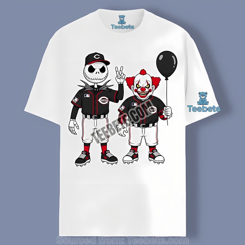 Halloween Cincinnati Reds Jack Skellington And Pennywise Trendy Shirt