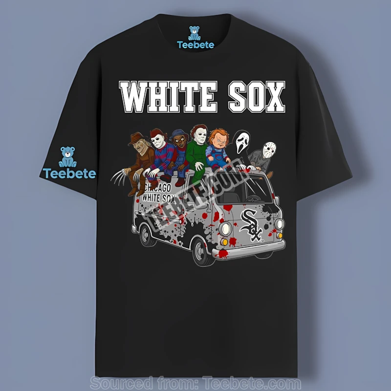 Horror Chicago White Sox Vs Halloween Characters On Bus Graphic Shirt