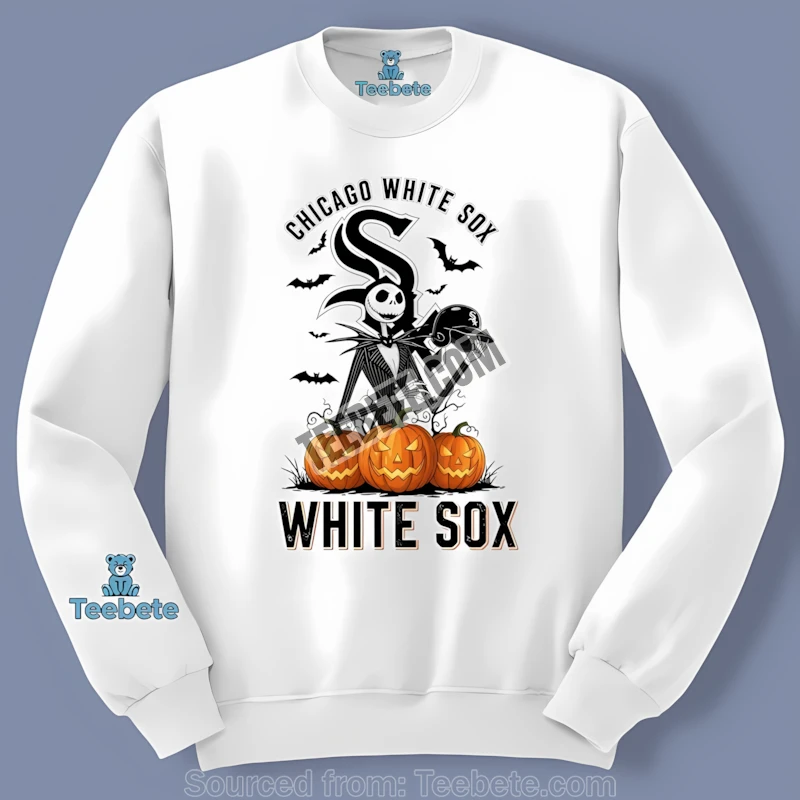 Jack Skellington Chicago White Sox Halloween Pumpkin Classic Long Sleeve Jack Skellington Chicago White Sox Halloween Pumpkin Classic Long Sleeve