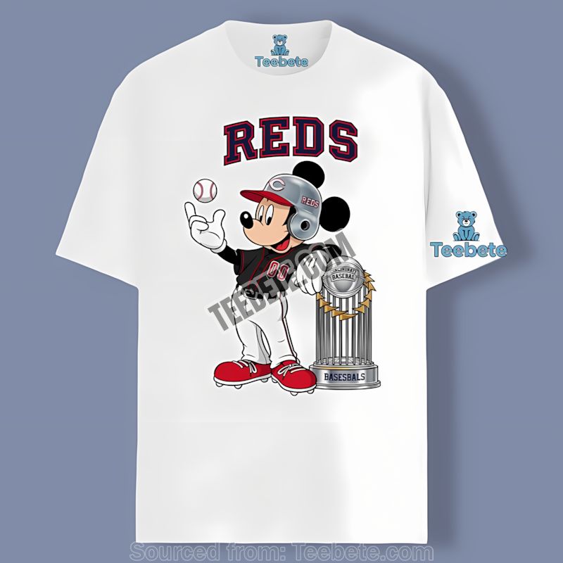 Mickey Mouse Cincinnati Reds Baseball Mlb Trophy Cotton Shirt