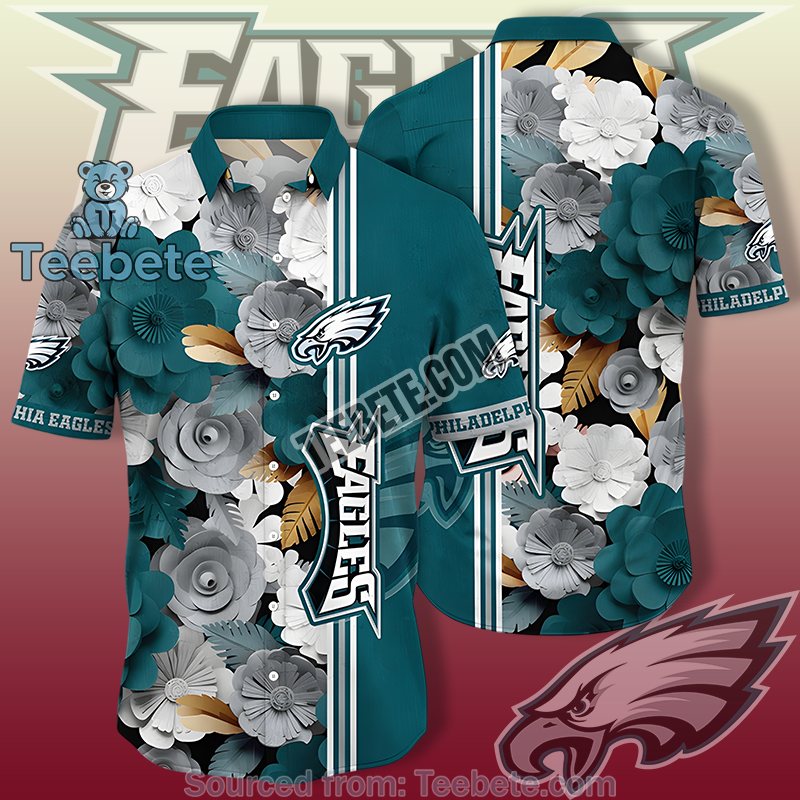 Philadelphia Eagles Green Aloha Hawaiian Shirts With Porcelain Flower Style