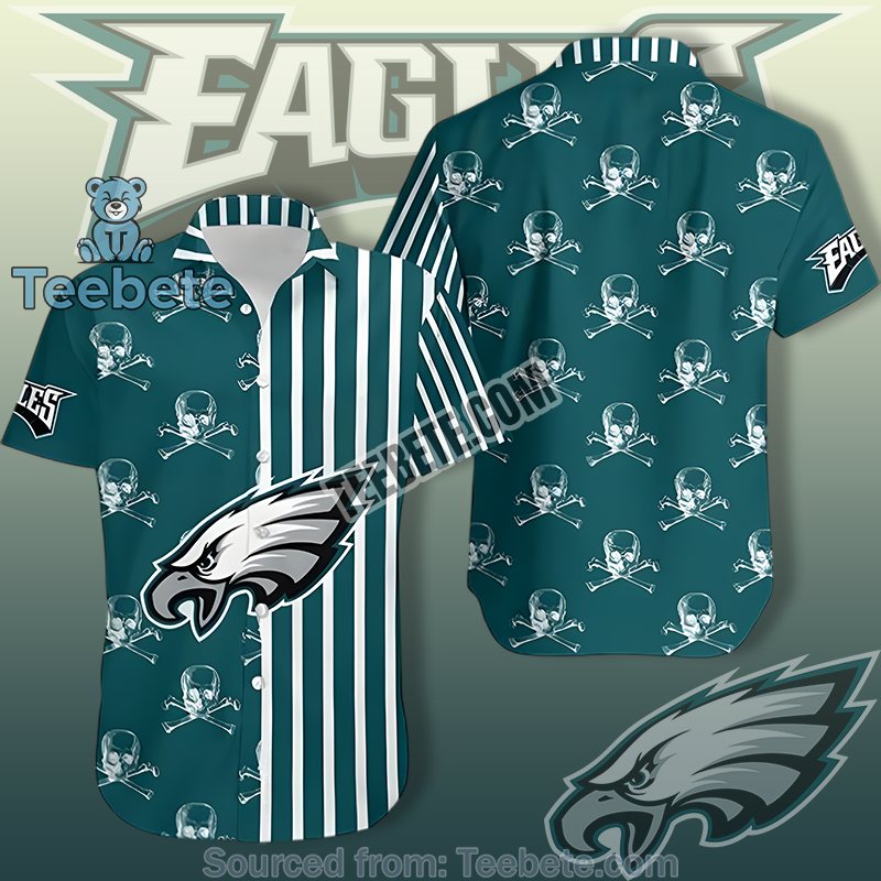 Philadelphia Eagles Green Cheap Hawaiian Shirts With Jolly Roger Style