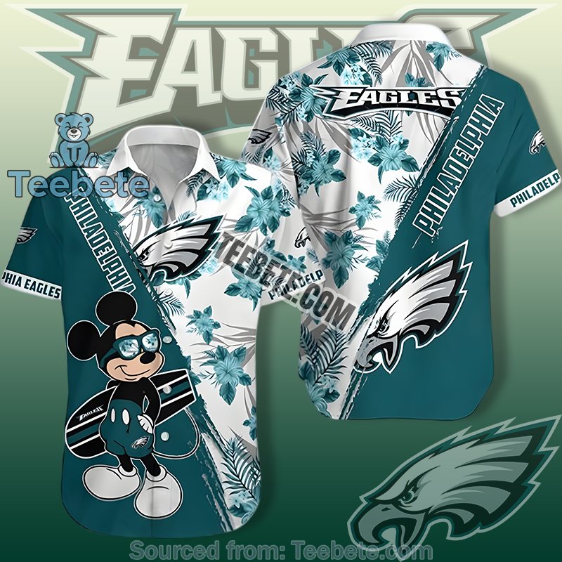 Philadelphia Eagles Green Cheap Hawaiian Shirts With Mickey Summer Design