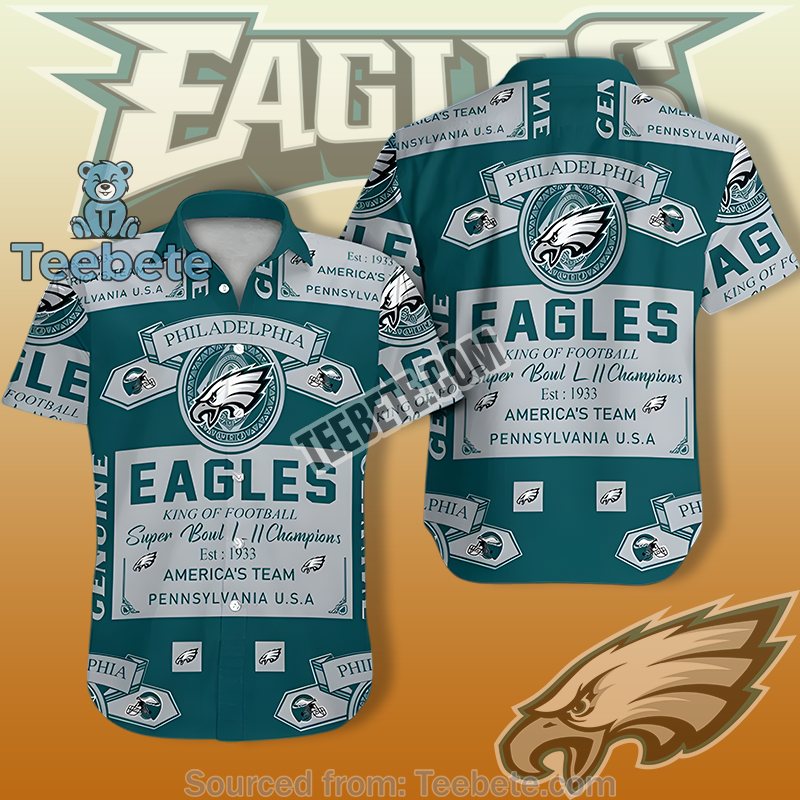 Philadelphia Eagles Green Hawaiian Shirt Day With Super Bowl Print Theme
