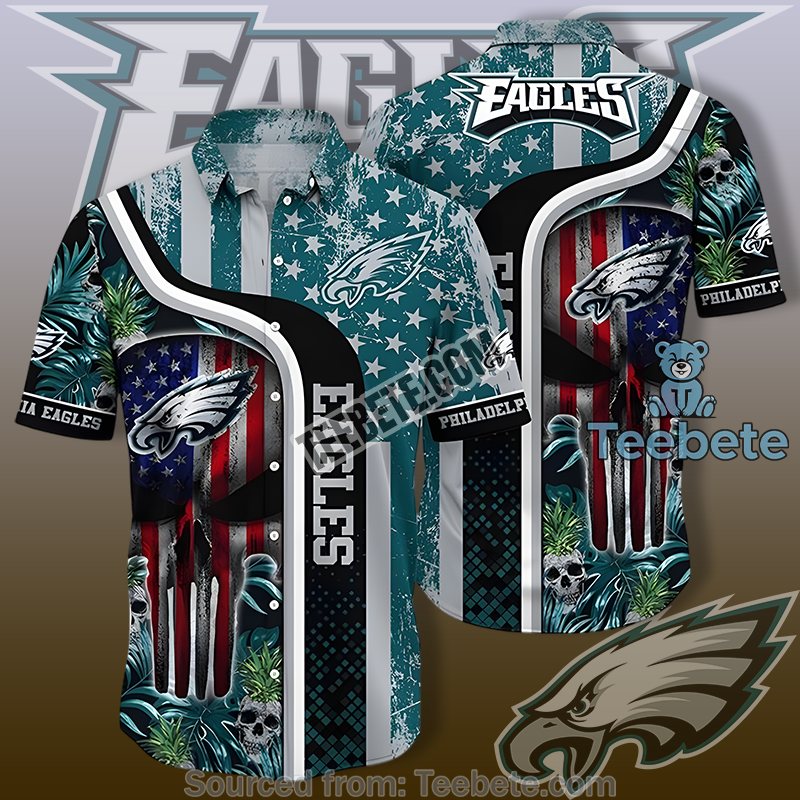 Philadelphia Eagles Green Hawaiian Shirt Day With Super Bowl Print Theme