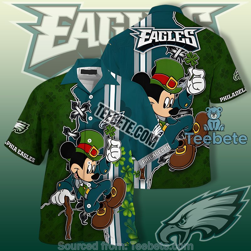 Philadelphia Eagles Green Hawaiian Style Shirts With Mickey Saint Patricks Look