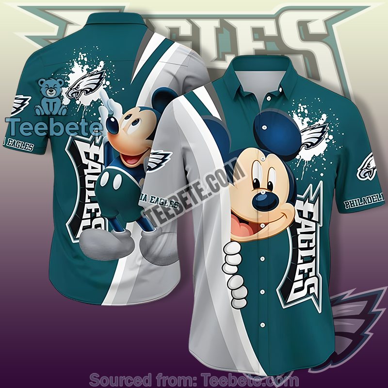 Philadelphia Eagles Green Printed Hawaiian Shirts With Baby Yoda Surf Design