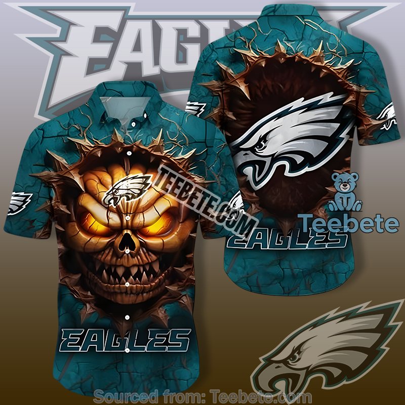 Philadelphia Eagles Green Quality Hawaiian Shirts With Chrysanthemum Floral