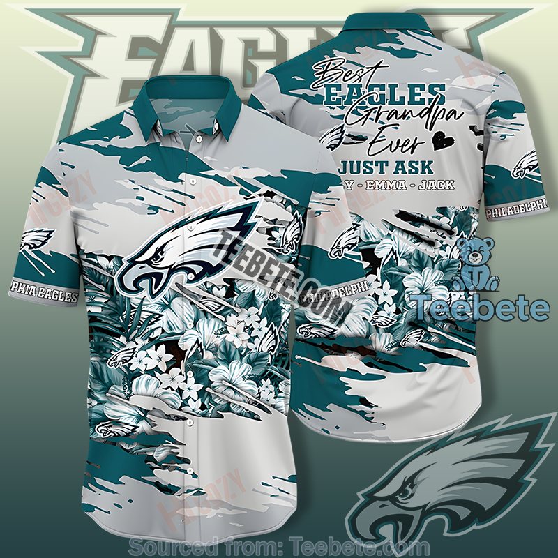 Philadelphia Eagles Green Quality Hawaiian Shirts With Tropical Floral Style