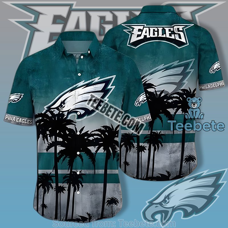 Philadelphia Eagles Green Retro Hawaiian Shirts With Coconut Beach Theme