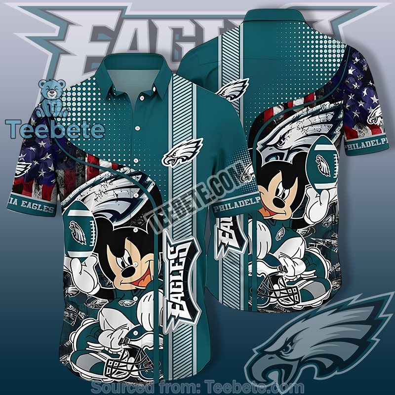 Philadelphia Eagles Green Royal Hawaiian Shirts With Mickey Player Graphic