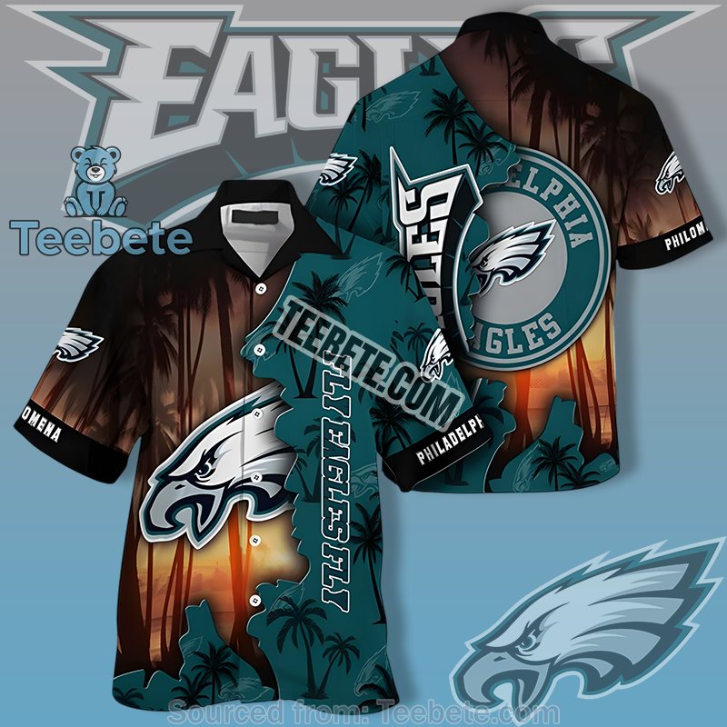 Philadelphia Eagles Green Unique Hawaiian Shirts With Beach Coconut Tree Art