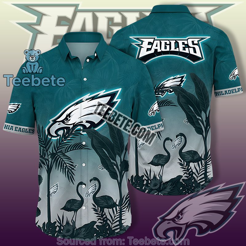 Philadelphia Eagles Green Vintage Hawaiian Shirts With Flamingo Beach Style