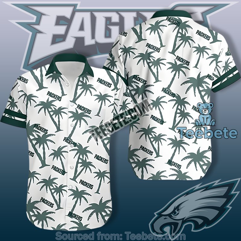 Philadelphia Eagles White Best Aloha Shirts With Coconut Tree Beach Theme