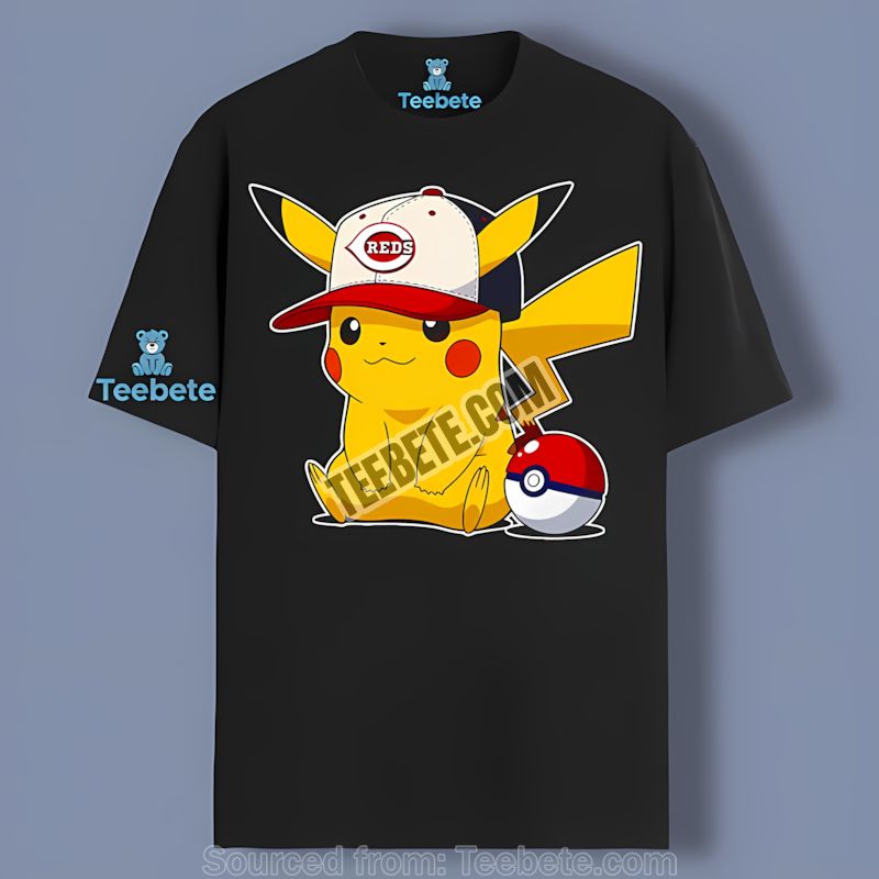 Pikachu Wearing Cincinnati Reds Hat Vintage Shirt