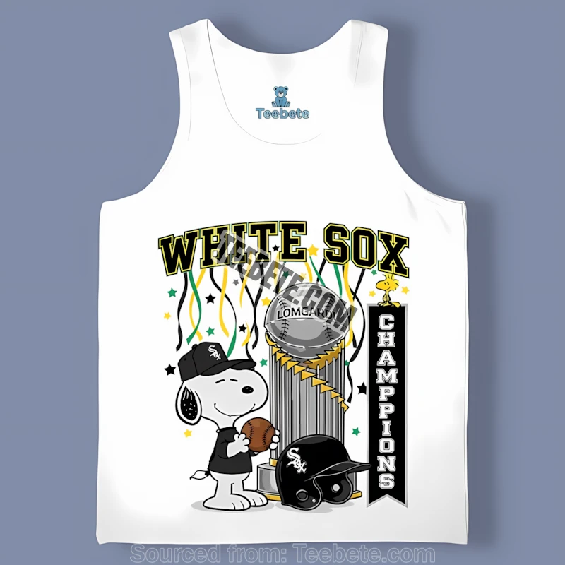 Snoopy Chicago White Sox Champions Celebration Retro Tanktop Snoopy Chicago White Sox Champions Celebration Retro Tanktop
