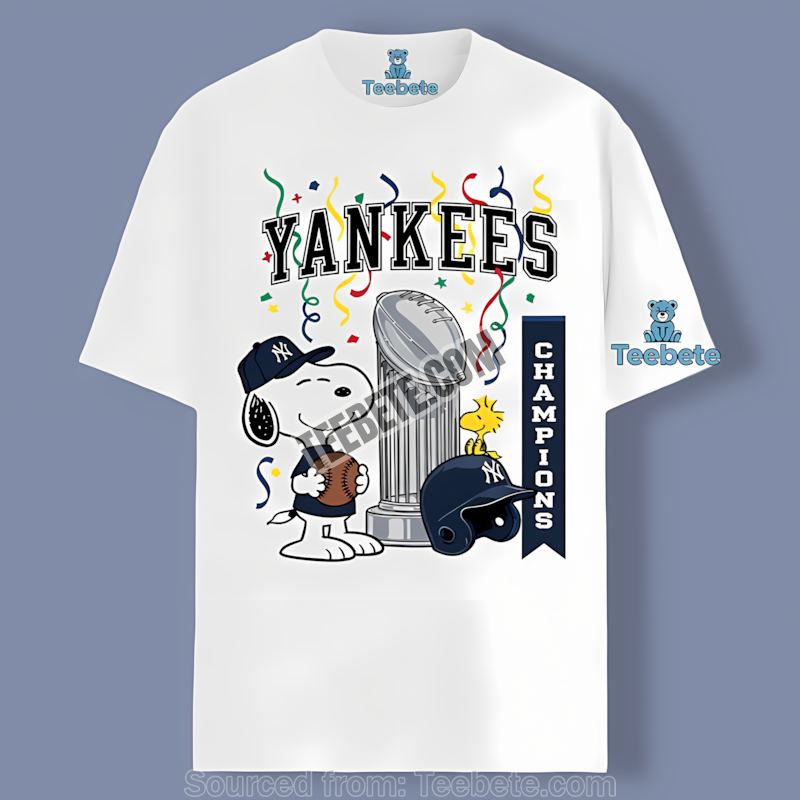 Champions Snoopy Celebration New York Yankees Cotton Shirt Fans