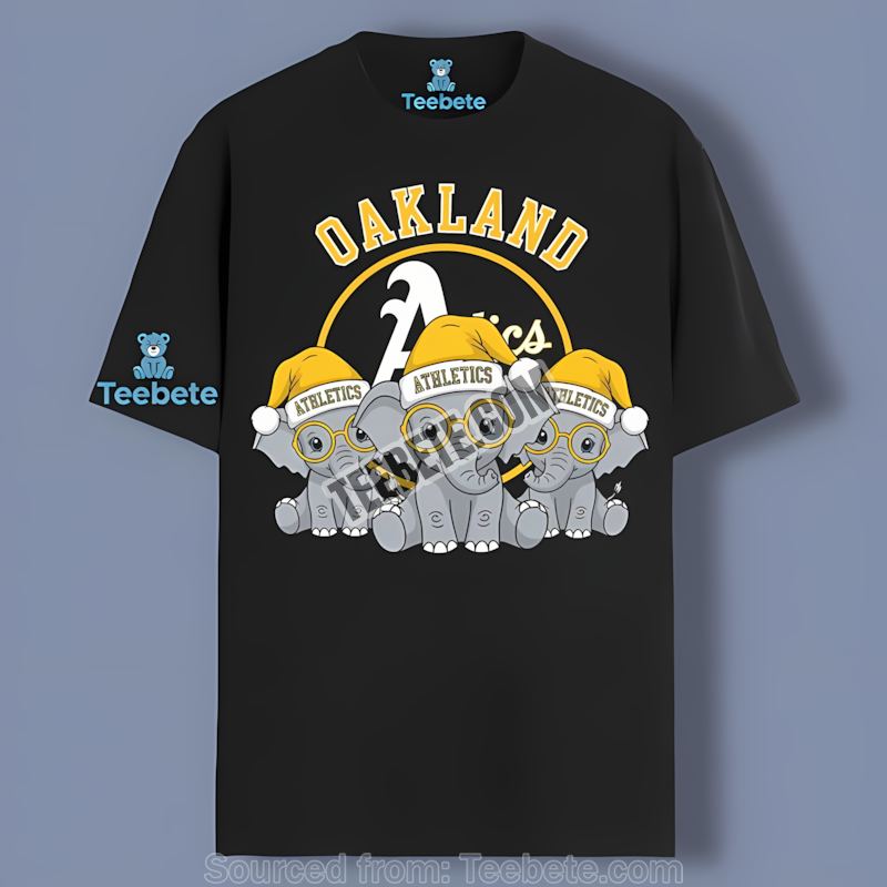 Christmas Elephants Oakland Athletics Adults Shirt