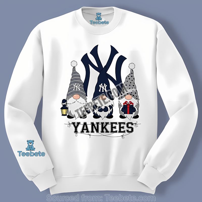 Christmas Gnomes New York Yankees Trendy Long Sleeve Holiday Season Christmas Gnomes New York Yankees Trendy Long Sleeve Holiday Season