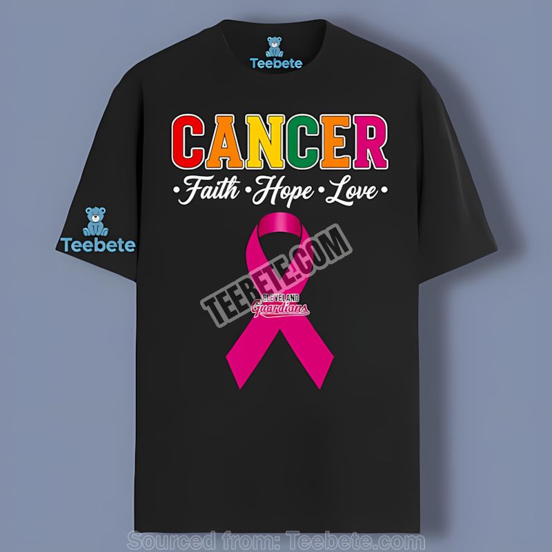 Cleveland Guardians Faith Hope Love Cancer Awareness Shirt
