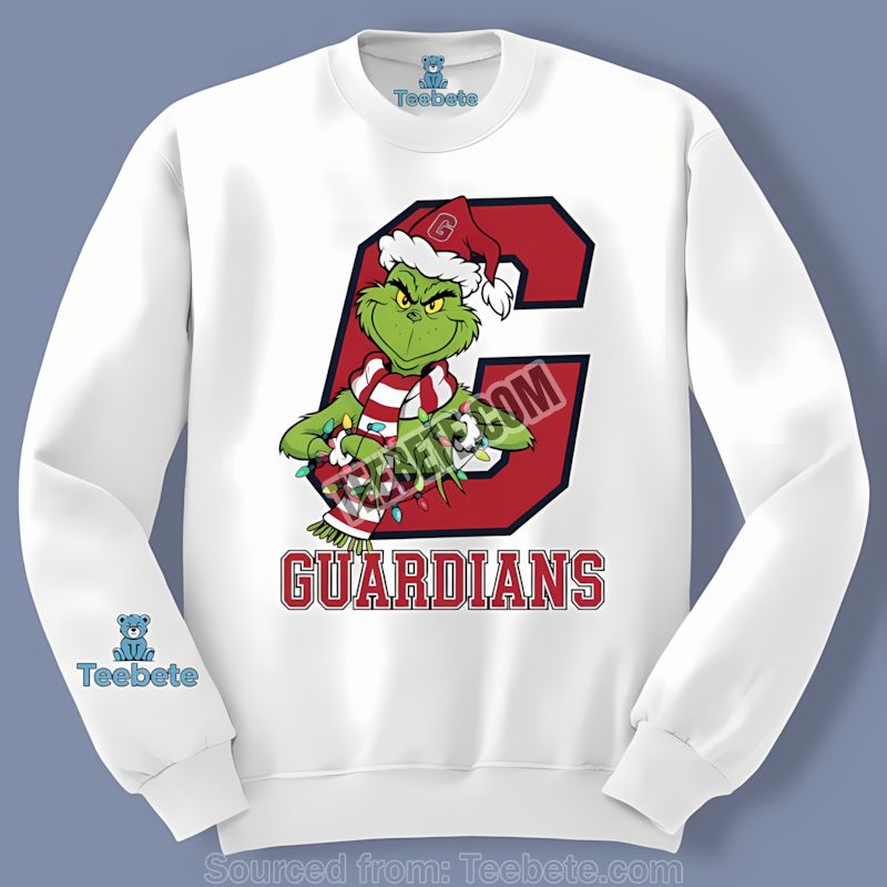 Cleveland Guardians Grinch Christmas Cotton Holiday Long Sleeve Cleveland Guardians Grinch Christmas Cotton Holiday Long Sleeve