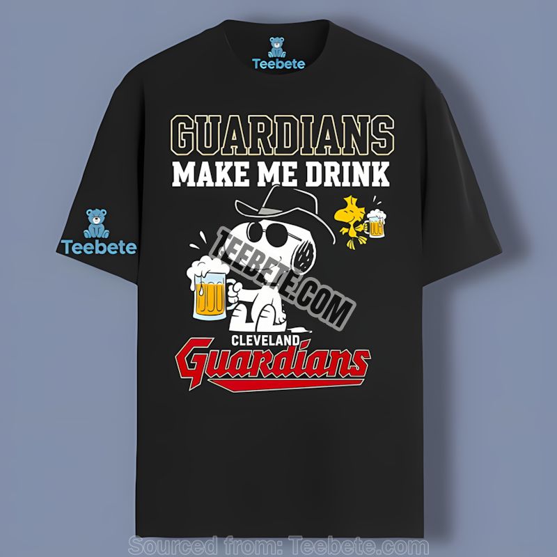 Cleveland Guardians Snoopy Makes Me Drink Cotton Shirt